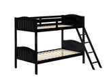 Arlo Twin Over Twin Bunk Bed With Ladder Black