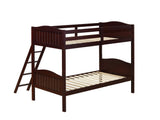 Arlo Twin Over Twin Bunk Bed With Ladder Espresso