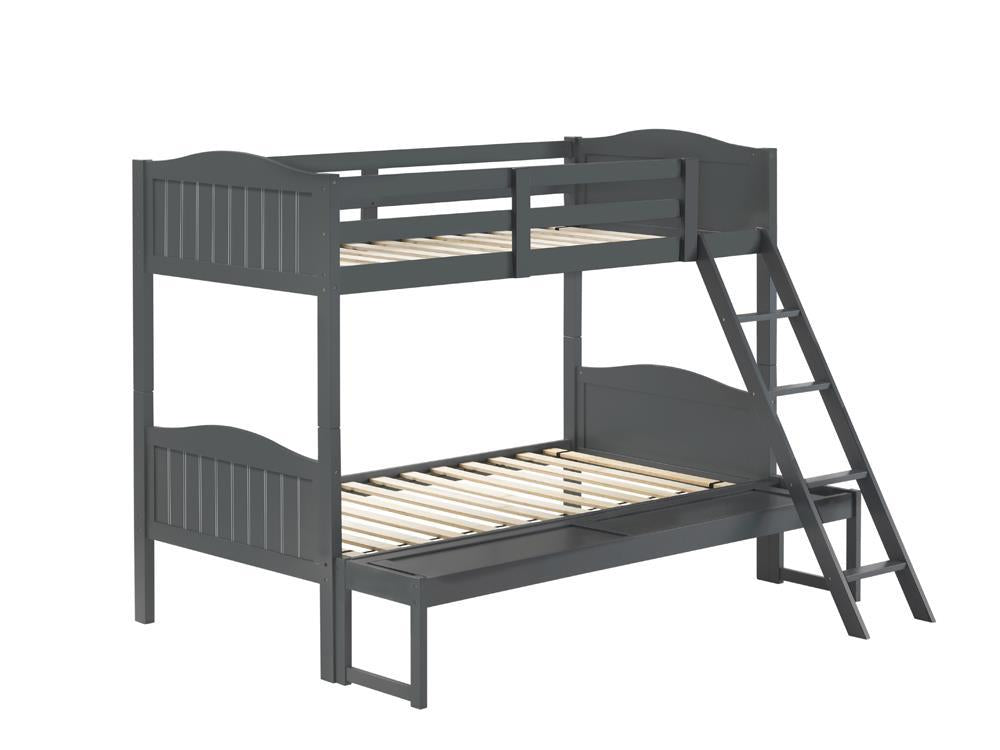 Arlo Twin Over Full Bunk Bed With Ladder Grey