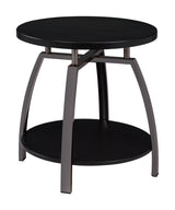 Dacre Round End Table Dark Grey And Black Nickel