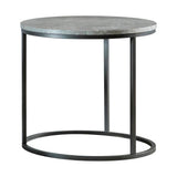 Lainey Faux Marble Round Top End Table Grey And Gunmetal