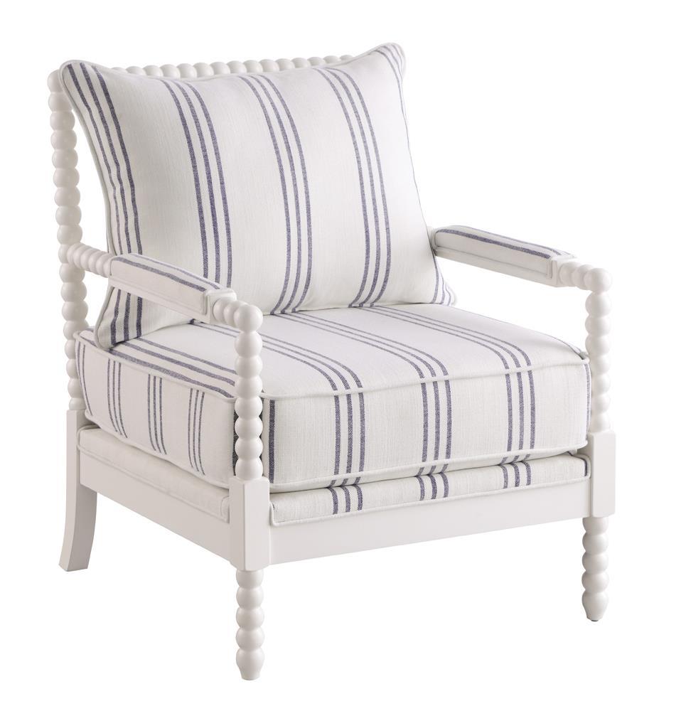 Blanchett Upholstered Accent Chair With Spindle Accent White And Navy