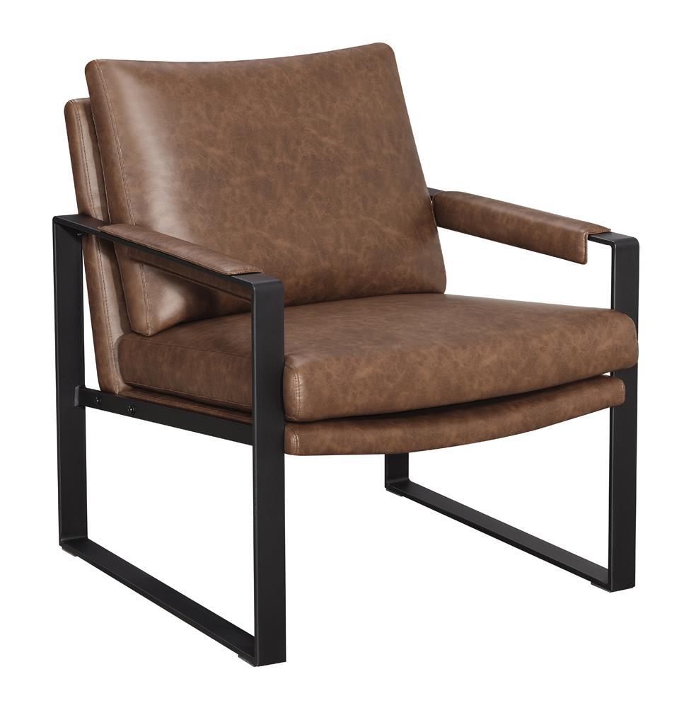 Rosalind Upholstered Accent Chair With Removable Cushion Umber Brown And Gunmetal