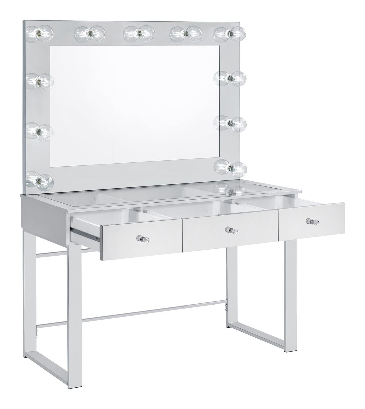 Umbridge 3-Drawer Vanity With Lighting Chrome And White