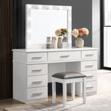 Felicity Upholstered Vanity Stool Metallic And Glossy White