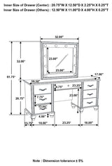 Barzini 7-Drawer Vanity Desk With Lighted Mirror White